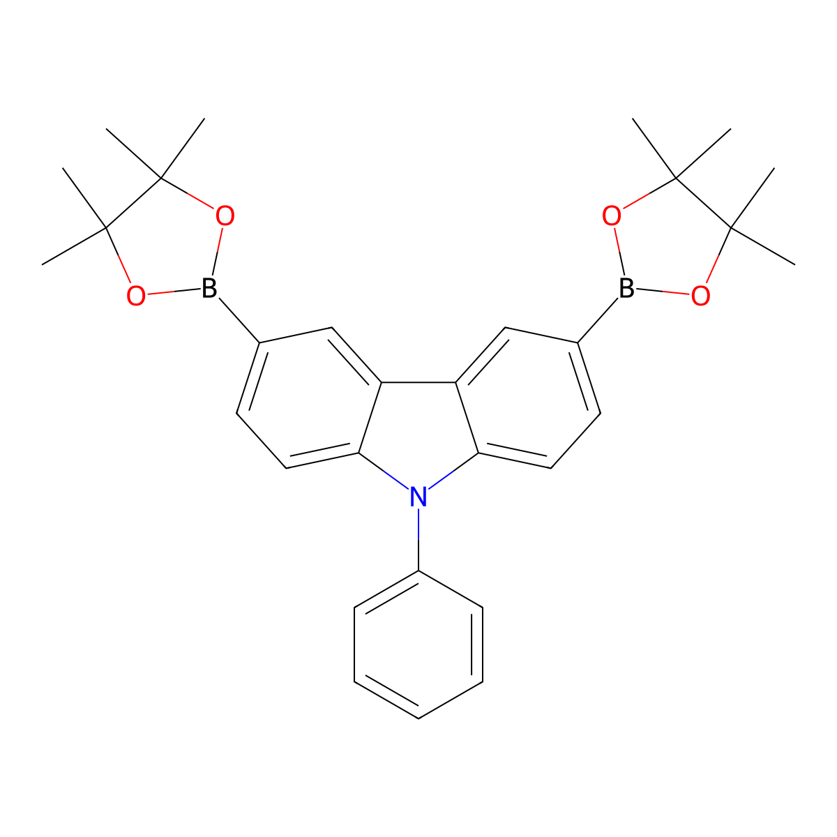 9-Phenyl-3,6-bis(4,4,5,5-tetramethyl-1,3,2-dioxaborolan-2-yl)carbazole molecular structure, CAS 618442-57-2