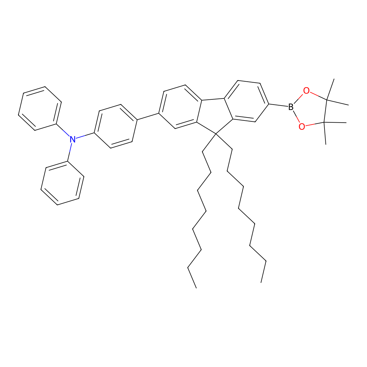 4-(9,9-Dioctyl-7-(4,4,5,5-tetramethyl-1,3,2-dioxaborolan-2-YL)-9H-fluoren-2-YL)-N,N-diphenylaniline molecular structure, CAS 618442-58-3