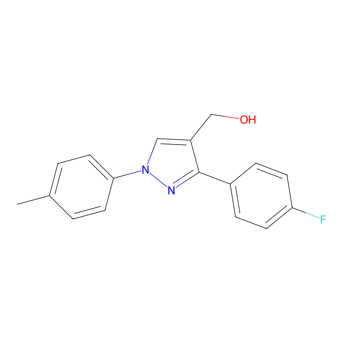 (3-(4-Fluorophenyl)-1-P-tolyl-1H-pyrazol-4-YL)methanol molecular structure, CAS 618444-36-3