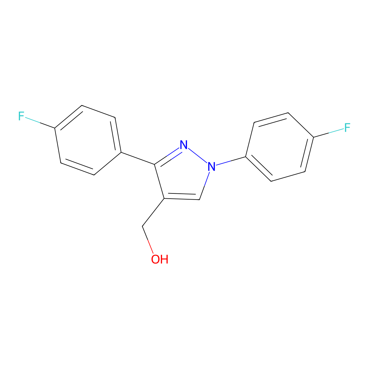 (1,3-Bis(4-fluorophenyl)-1H-pyrazol-4-YL)methanol molecular structure, CAS 618444-38-5