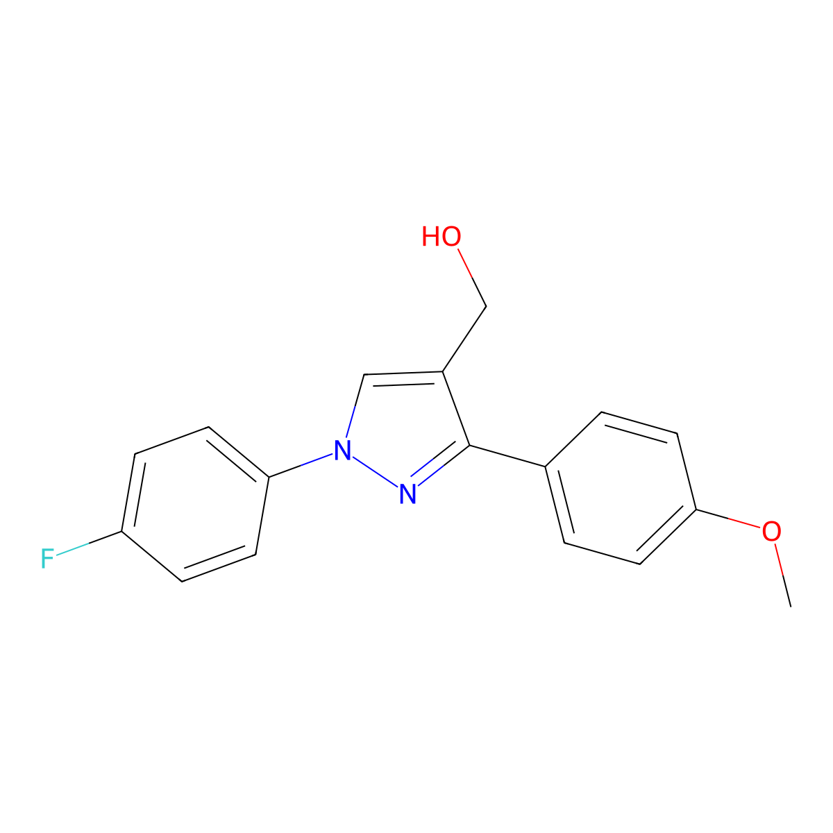 1-(4-Fluorophenyl)-3-(4-methoxyphenyl)-1H-pyrazole-4-methanol molecular structure, CAS 618444-39-6