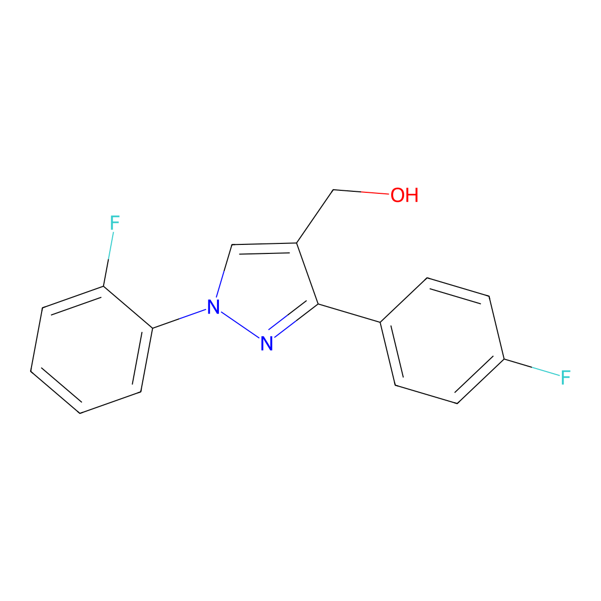 (1-(2-Fluorophenyl)-3-(4-fluorophenyl)-1H-pyrazol-4-YL)methanol molecular structure, CAS 618444-41-0