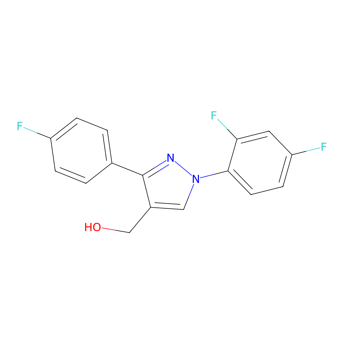 (1-(2,4-Difluorophenyl)-3-(4-fluorophenyl)-1H-pyrazol-4-YL)methanol molecular structure, CAS 618444-42-1