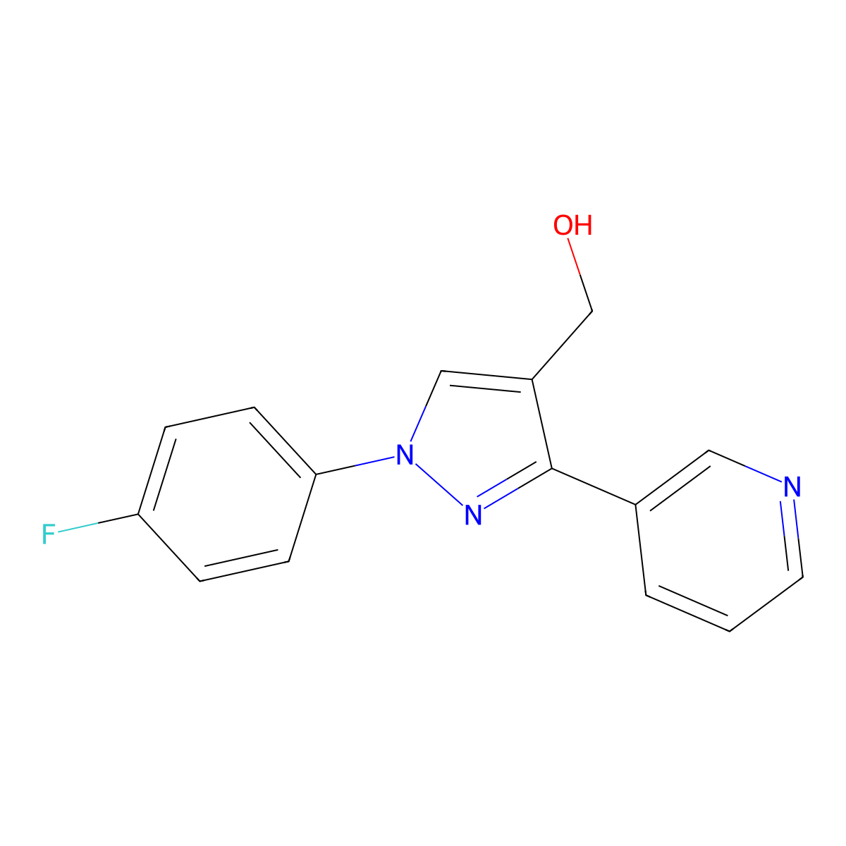 (1-(4-Fluorophenyl)-3-(pyridin-3-YL)-1H-pyrazol-4-YL)methanol molecular structure, CAS 618444-47-6