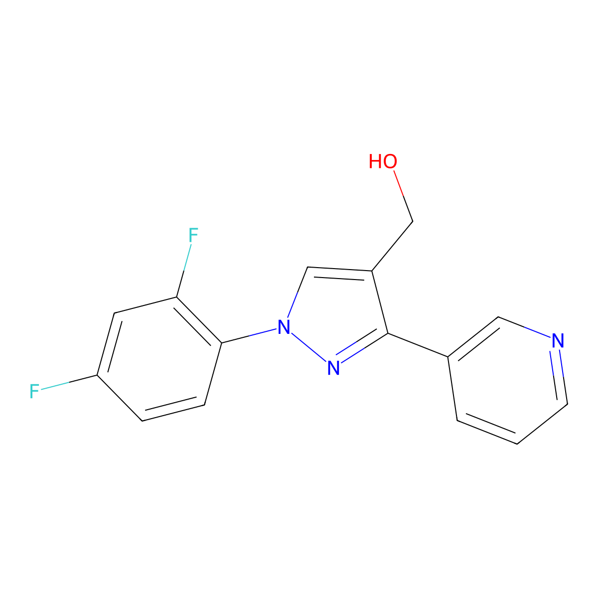 (1-(2,4-Difluorophenyl)-3-(pyridin-3-YL)-1H-pyrazol-4-YL)methanol molecular structure, CAS 618444-49-8