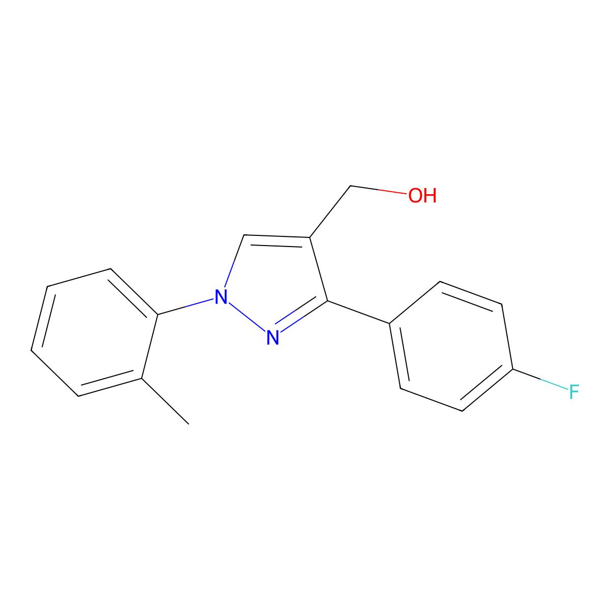 (3-(4-Fluorophenyl)-1-O-tolyl-1H-pyrazol-4-YL)methanol molecular structure, CAS 618444-55-6