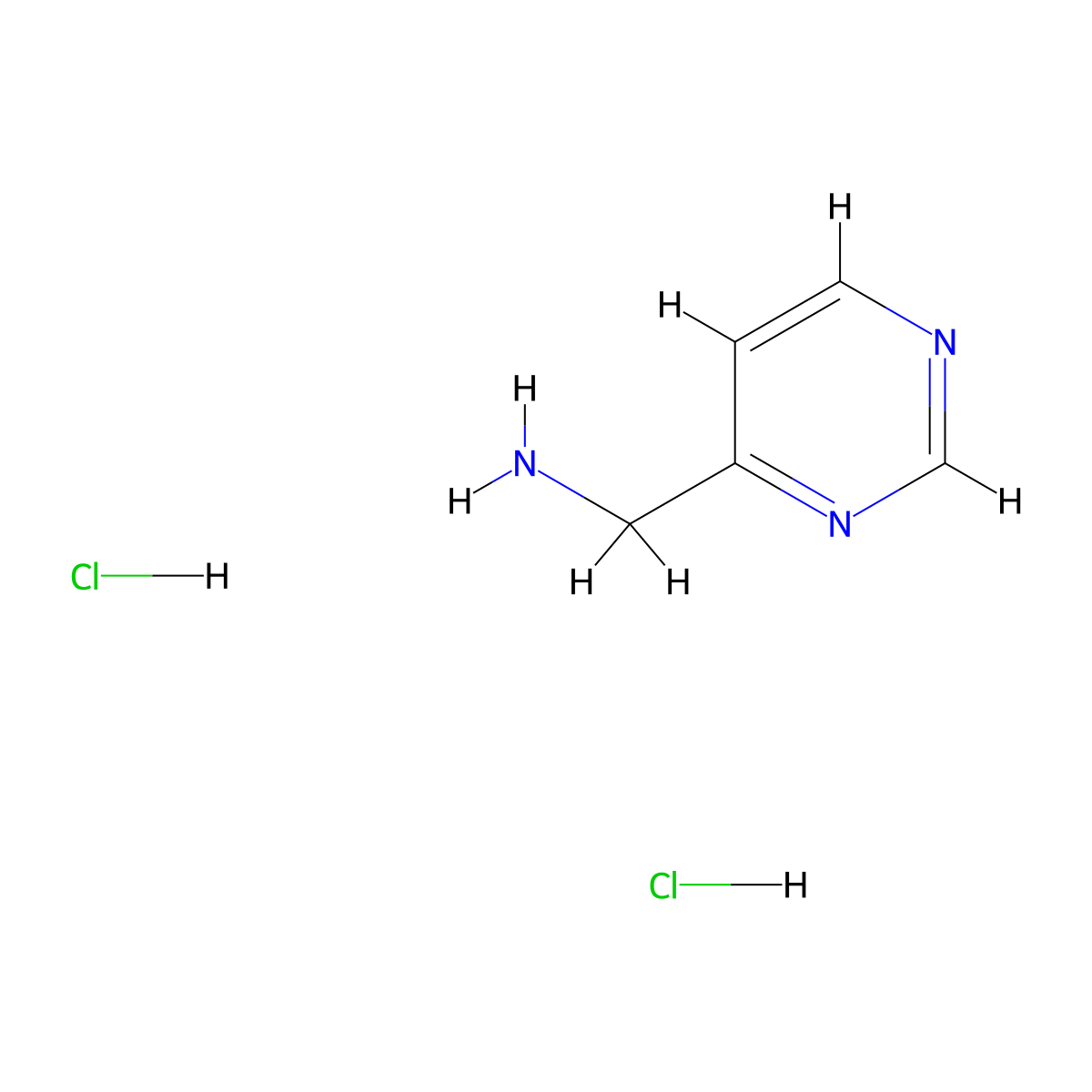 1-(Pyrimidin-4-yl)methanamine--hydrogen chloride (1/2) molecular structure, CAS 618446-08-5