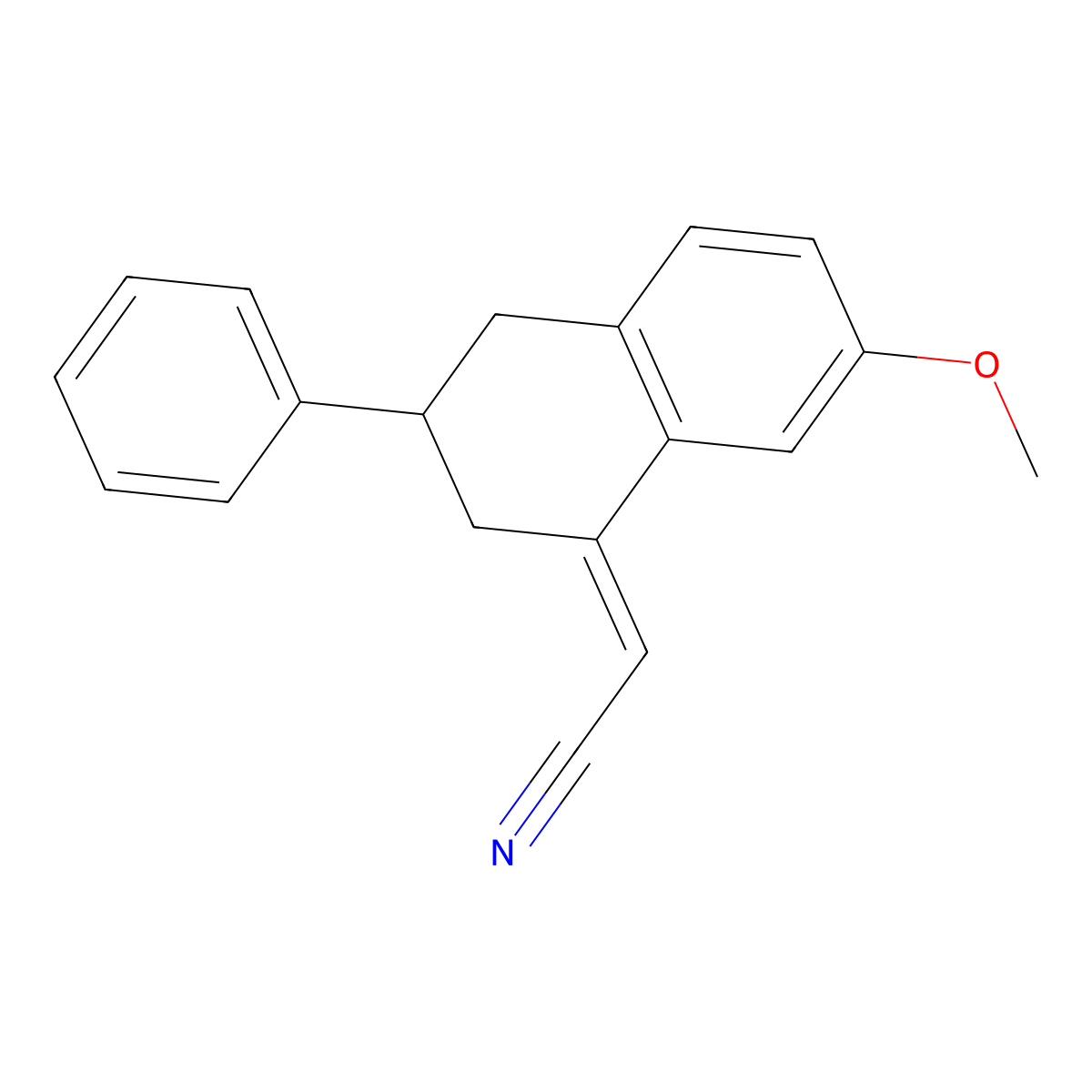 2-(7-methoxy-3-phenyl-3,4-dihydro-2H-naphthalen-1-ylidene)acetonitrile molecular structure, CAS 618461-99-7