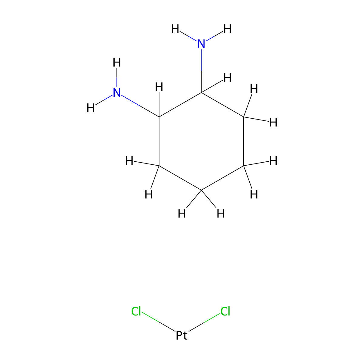 Dichloro(1,2-diaminocyclohexane)platinum(II) molecular structure, CAS 61848-66-6