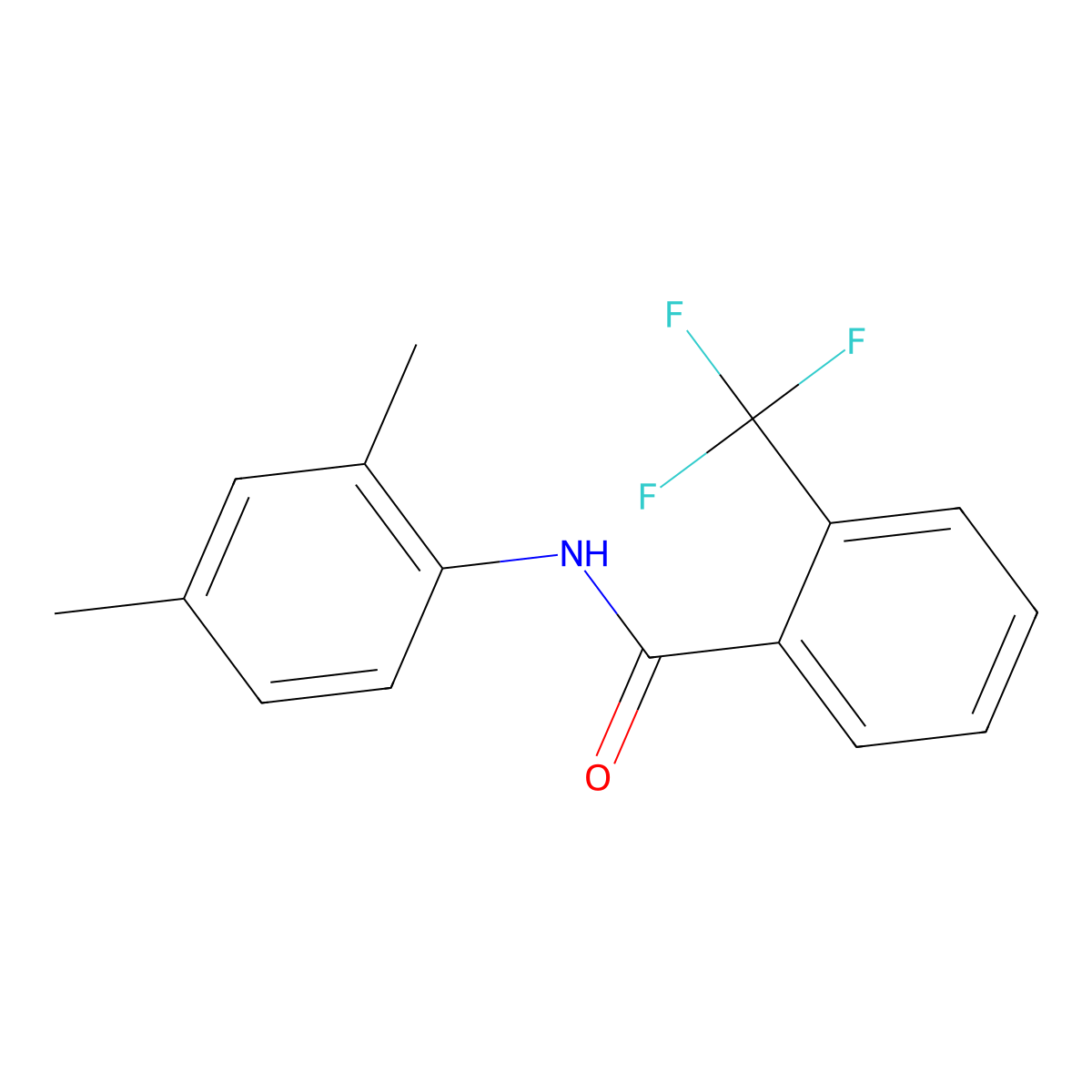 n-(2,4-Dimethylphenyl)-2-(trifluoromethyl)benzamide molecular structure, CAS 6185-83-7