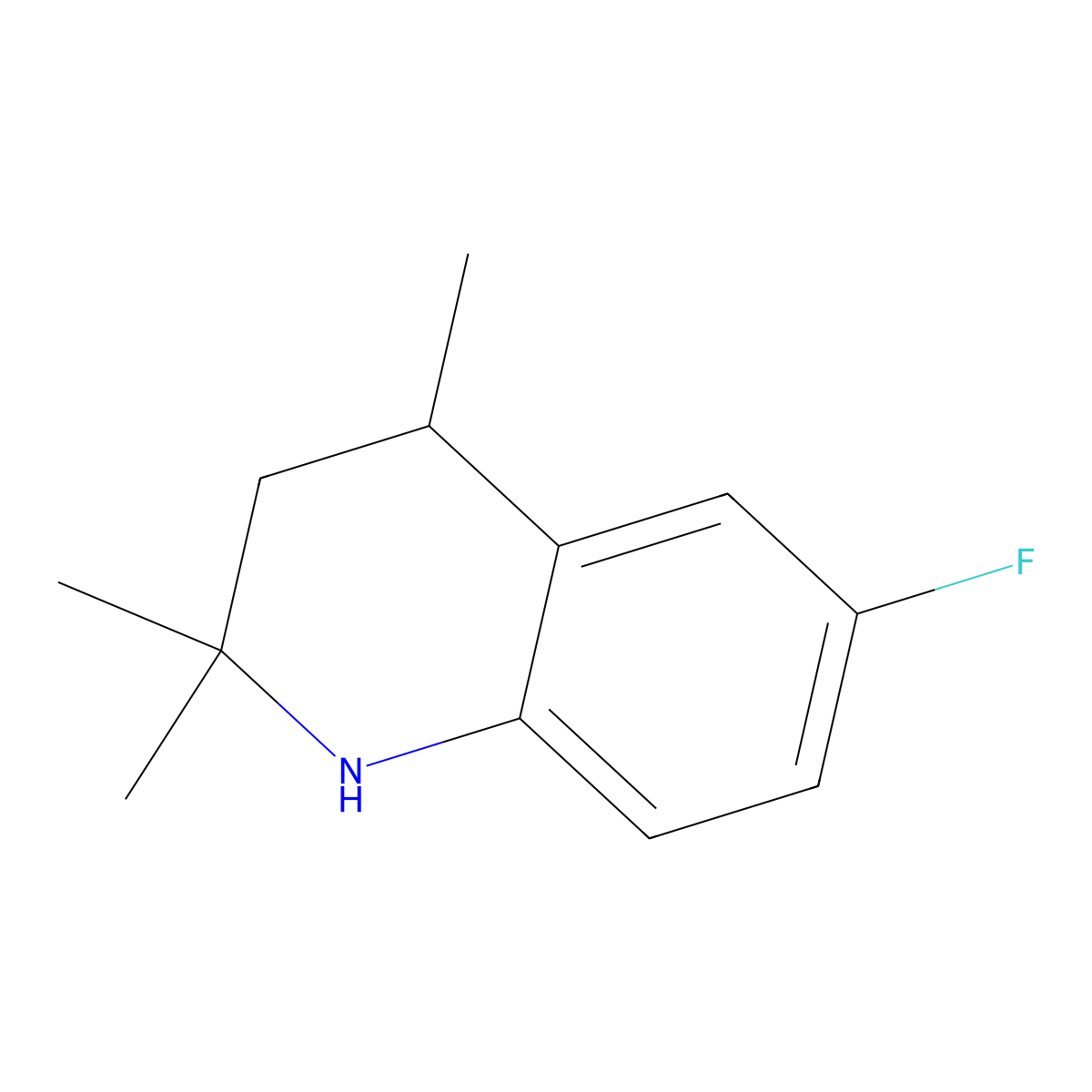 6-Fluoro-2,2,4-trimethyl-1,2,3,4-tetrahydroquinoline molecular structure, CAS 61855-43-4