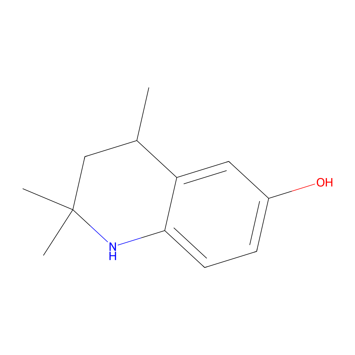 2,2,4-Trimethyl-1,2,3,4-tetrahydroquinolin-6-ol molecular structure, CAS 61855-46-7