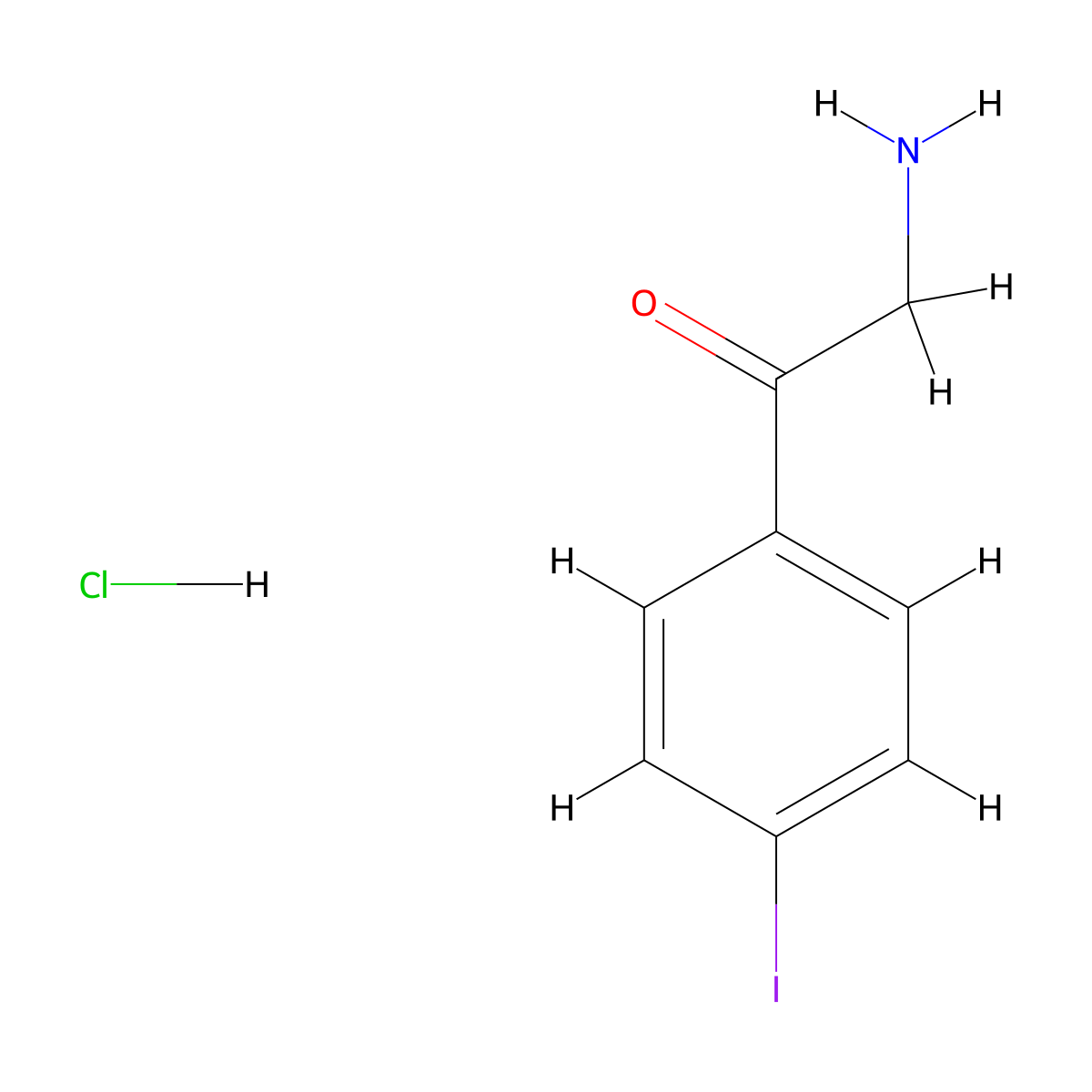 2-Amino-1-(4-iodophenyl)ethanone hydrochloride molecular structure, CAS 61858-41-1