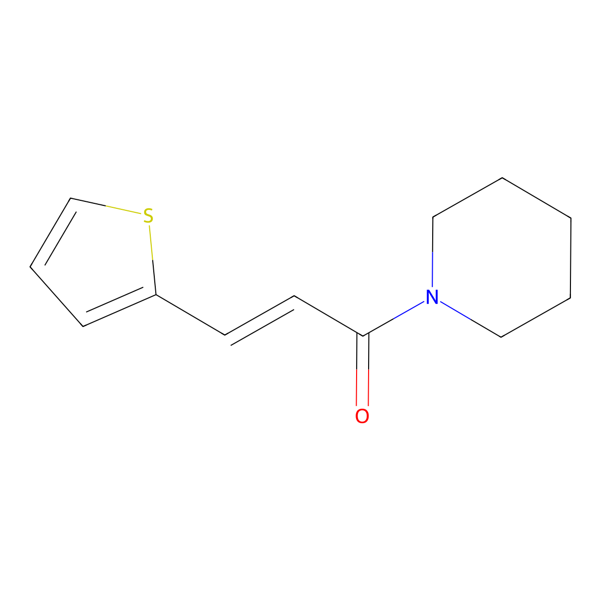 Piperidine, 1-[1-oxo-3-(2-thienyl)-2-propenyl]- molecular structure, CAS 61859-29-8