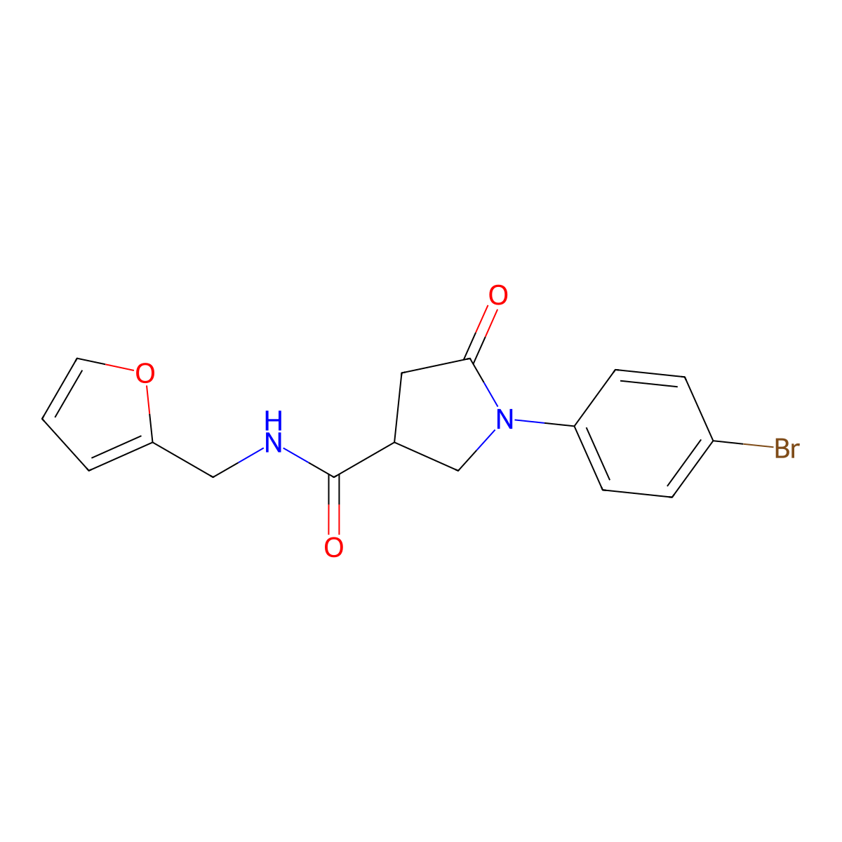 1-(4-bromophenyl)-N-(furan-2-ylmethyl)-5-oxopyrrolidine-3-carboxamide molecular structure, CAS 6186-26-1