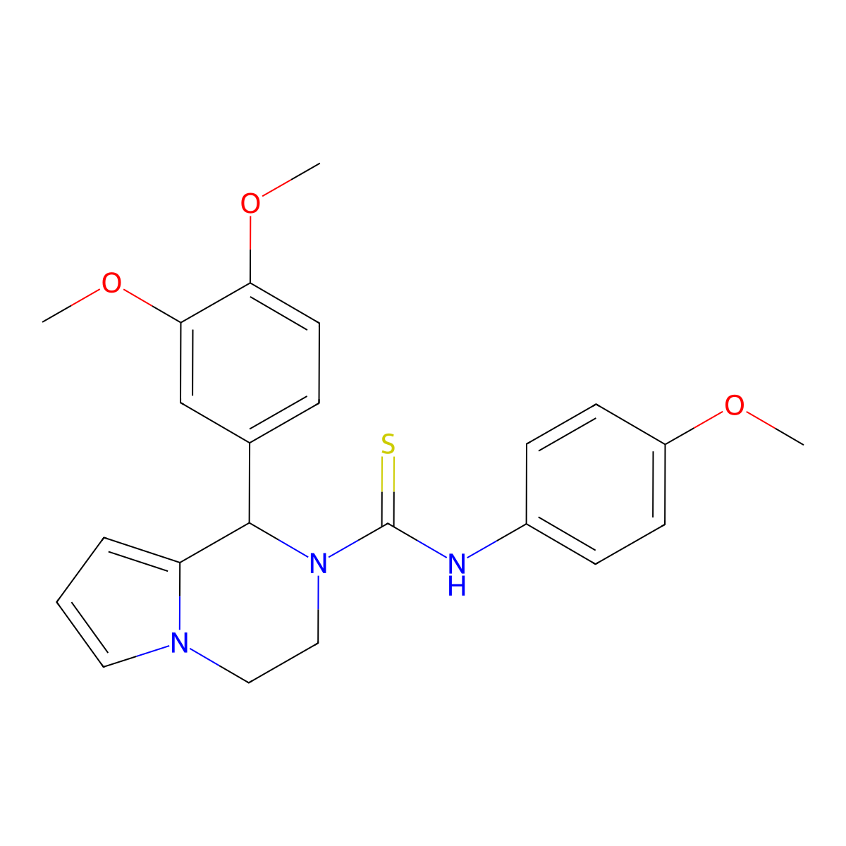 1-(3,4-dimethoxyphenyl)-N-(4-methoxyphenyl)-3,4-dihydropyrrolo[1,2-a]pyrazine-2(1H)-carbothioamide molecular structure, CAS 6186-34-1