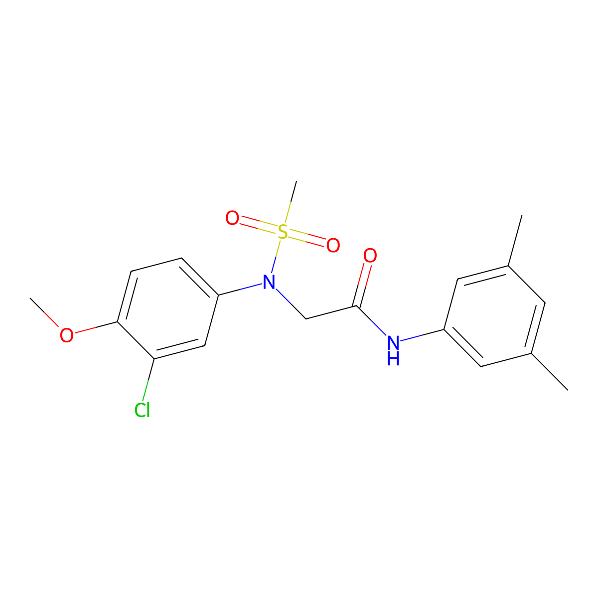 2-(3-chloro-4-methoxy-N-methylsulfonylanilino)-N-(3,5-dimethylphenyl)acetamide molecular structure, CAS 6186-42-1
