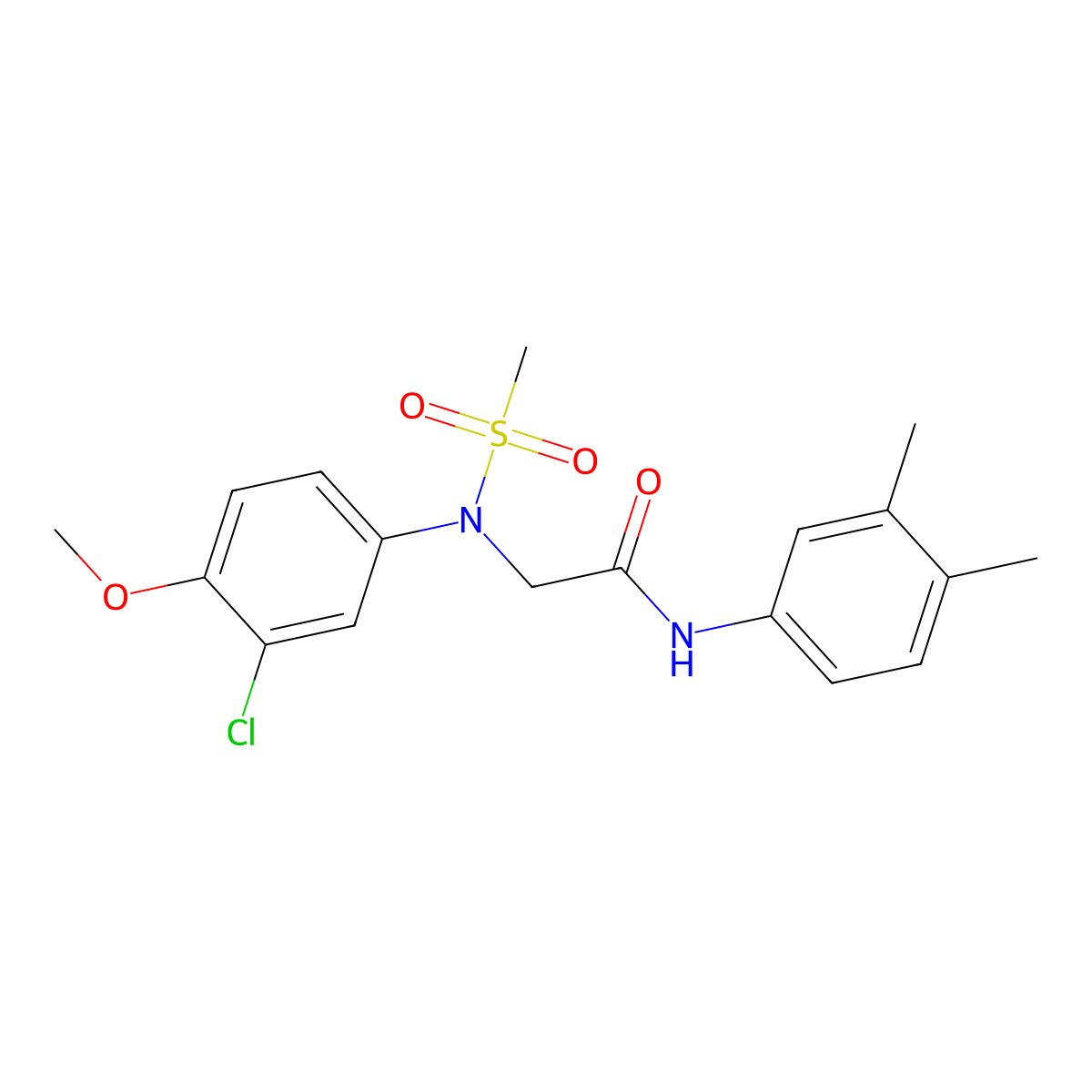 2-[3-chloro-4-methoxy(methylsulfonyl)anilino]-N-(3,4-dimethylphenyl)acetamide molecular structure, CAS 6186-92-1