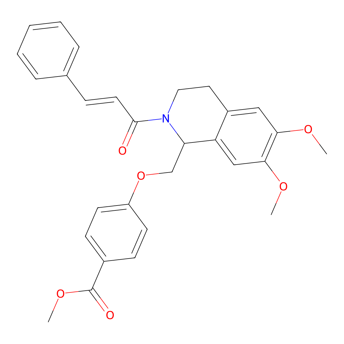 Methyl 4-[[6,7-dimethoxy-2-(3-phenylprop-2-enoyl)-3,4-dihydro-1H-isoquinolin-1-yl]methoxy]benzoate molecular structure, CAS 6186-95-4
