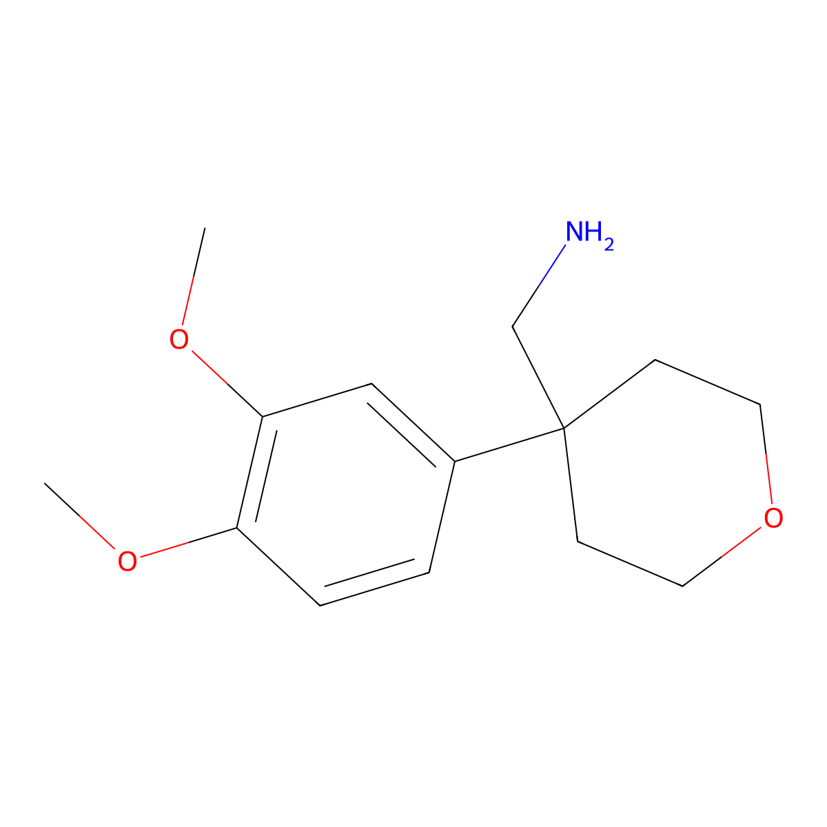 4-(3,4-Dimethoxyphenyl)tetrahydro-2H-pyran-4-methanamine molecular structure, CAS 61861-91-4