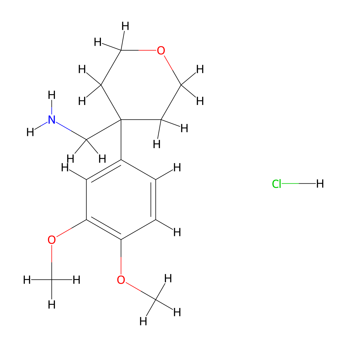 {[4-(3,4-Dimethoxyphenyl)tetrahydro-2H-pyran-4-yl]methyl}amine hydrochloride molecular structure, CAS 61861-92-5