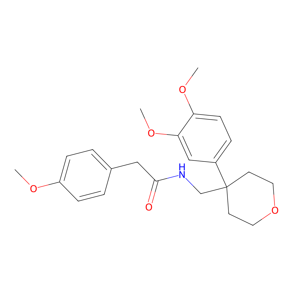 N-[[4-(3,4-dimethoxyphenyl)oxan-4-yl]methyl]-2-(4-methoxyphenyl)acetamide molecular structure, CAS 61861-97-0