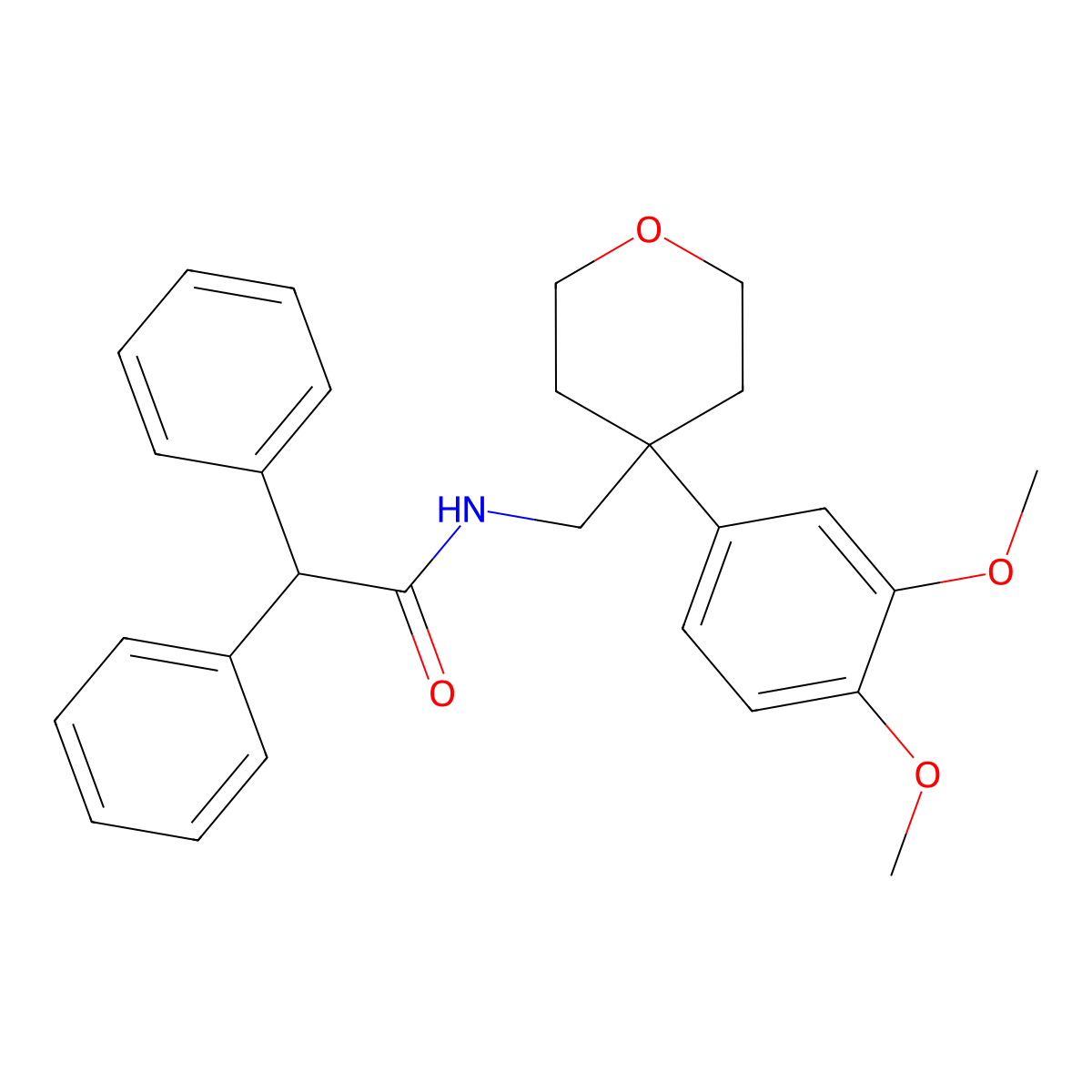N-[4-(3,4-Dimethoxy-phenyl)-tetrahydro-pyran-4-ylmethyl]-2,2-diphenyl-acetamide molecular structure, CAS 61861-98-1