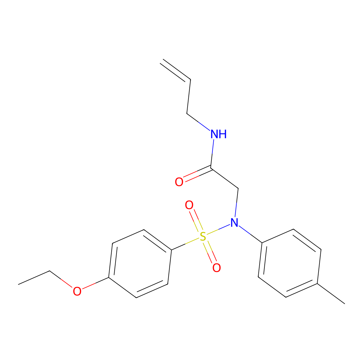 N-allyl-2-{[(4-ethoxyphenyl)sulfonyl]-4-methylanilino}acetamide molecular structure, CAS 6187-26-4