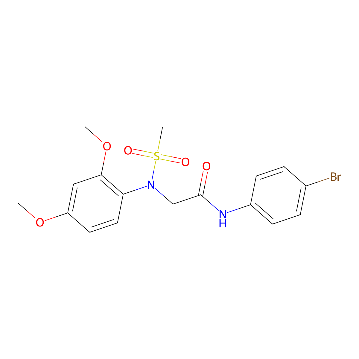 N-(4-bromophenyl)-2-[2,4-dimethoxy(methylsulfonyl)anilino]acetamide molecular structure, CAS 6187-46-8