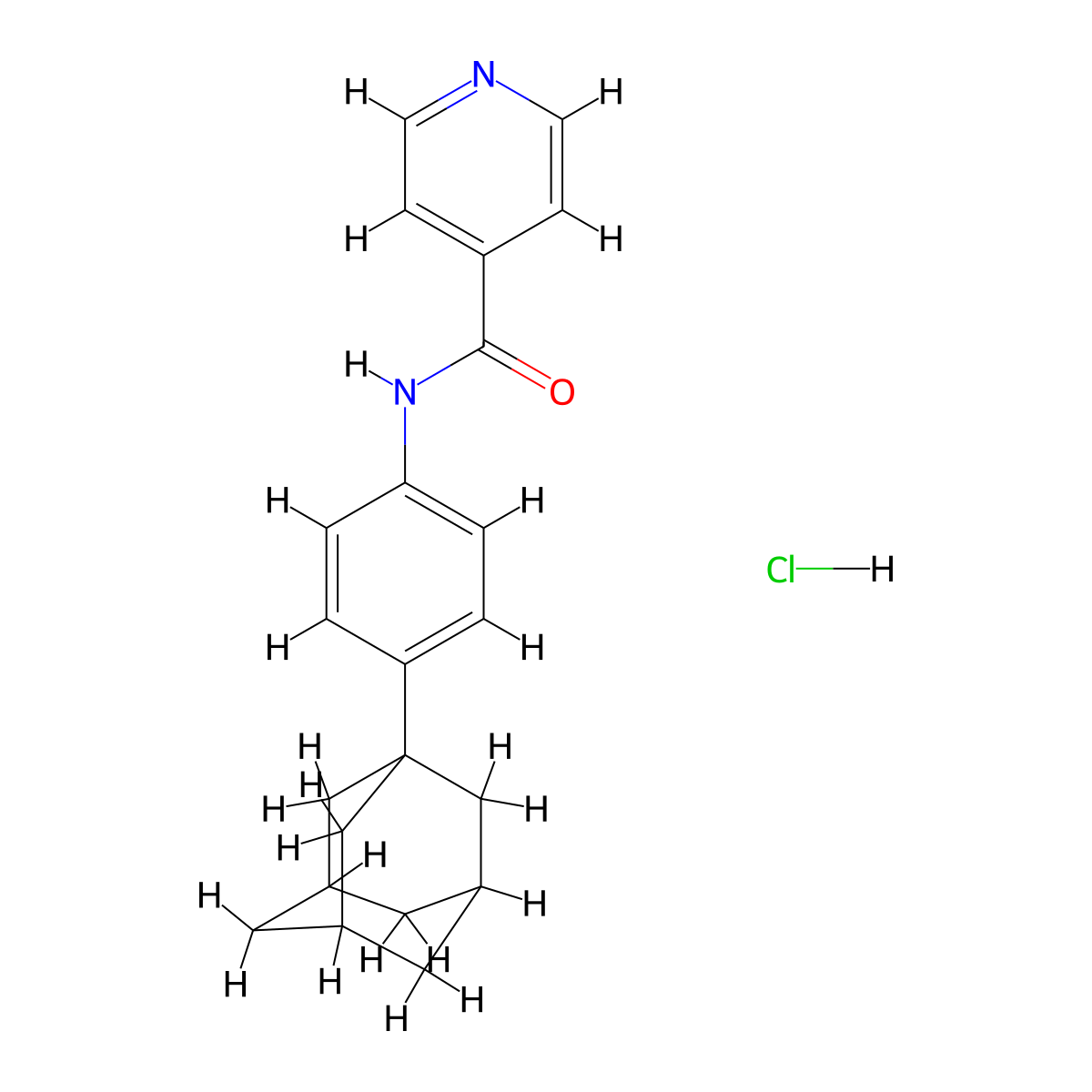 Isonicotinamide, N-(p-(1-adamantyl)phenyl)-, hydrochloride molecular structure, CAS 61876-25-3