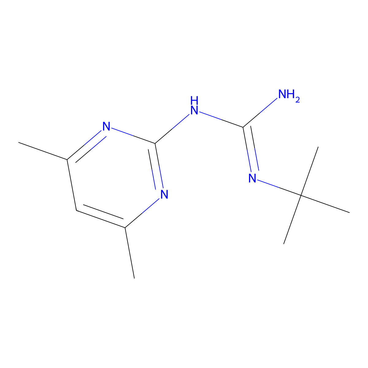 2-Tert-butyl-1-(4,6-dimethylpyrimidin-2-yl)guanidine molecular structure, CAS 6188-01-8