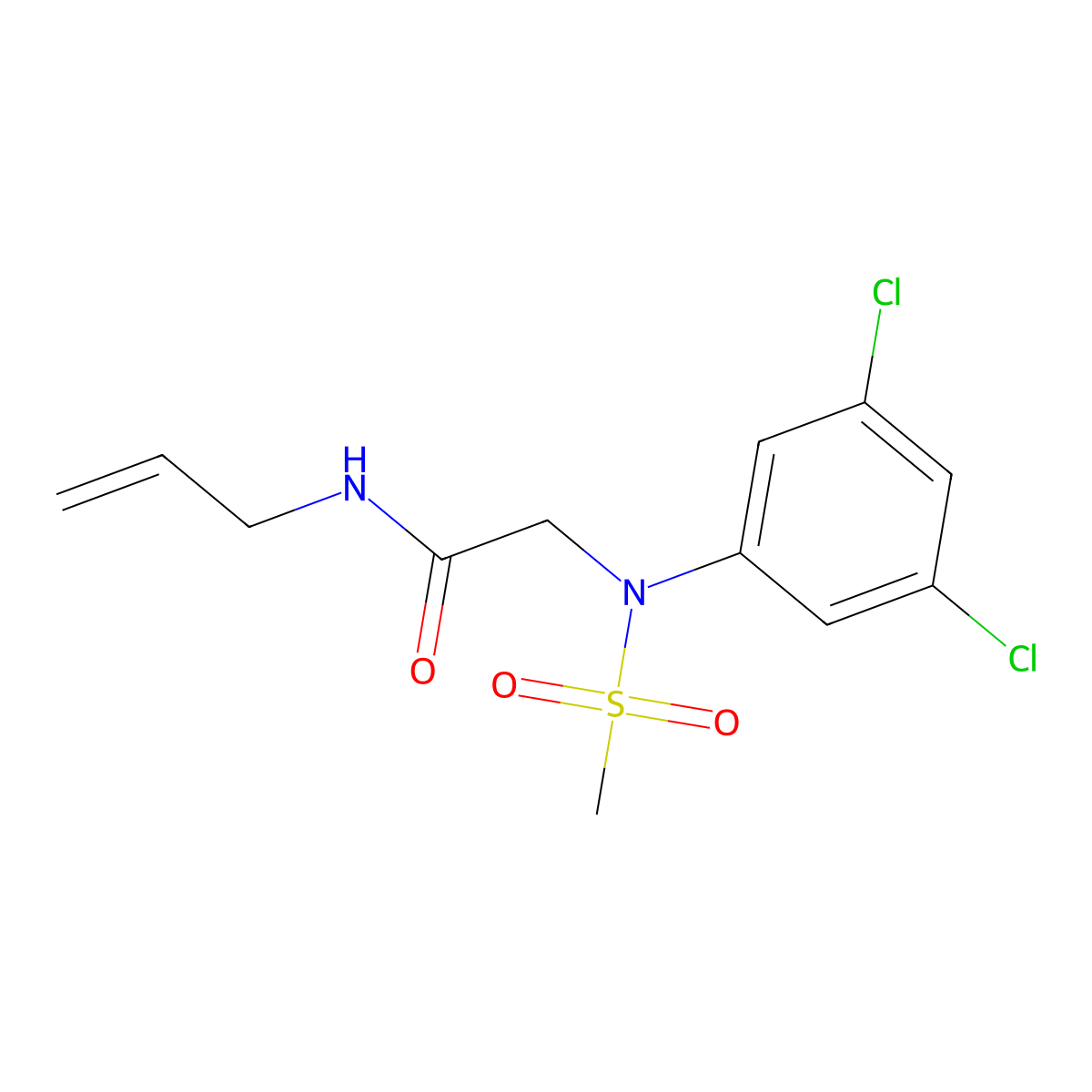 2-(3,5-dichloro-N-methylsulfonylanilino)-N-prop-2-enylacetamide molecular structure, CAS 6188-21-2