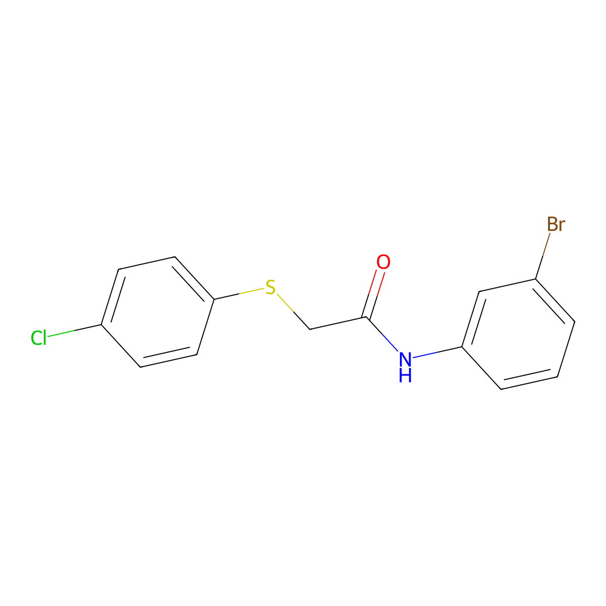 N-(3-bromophenyl)-2-[(4-chlorophenyl)sulfanyl]acetamide molecular structure, CAS 6188-24-5