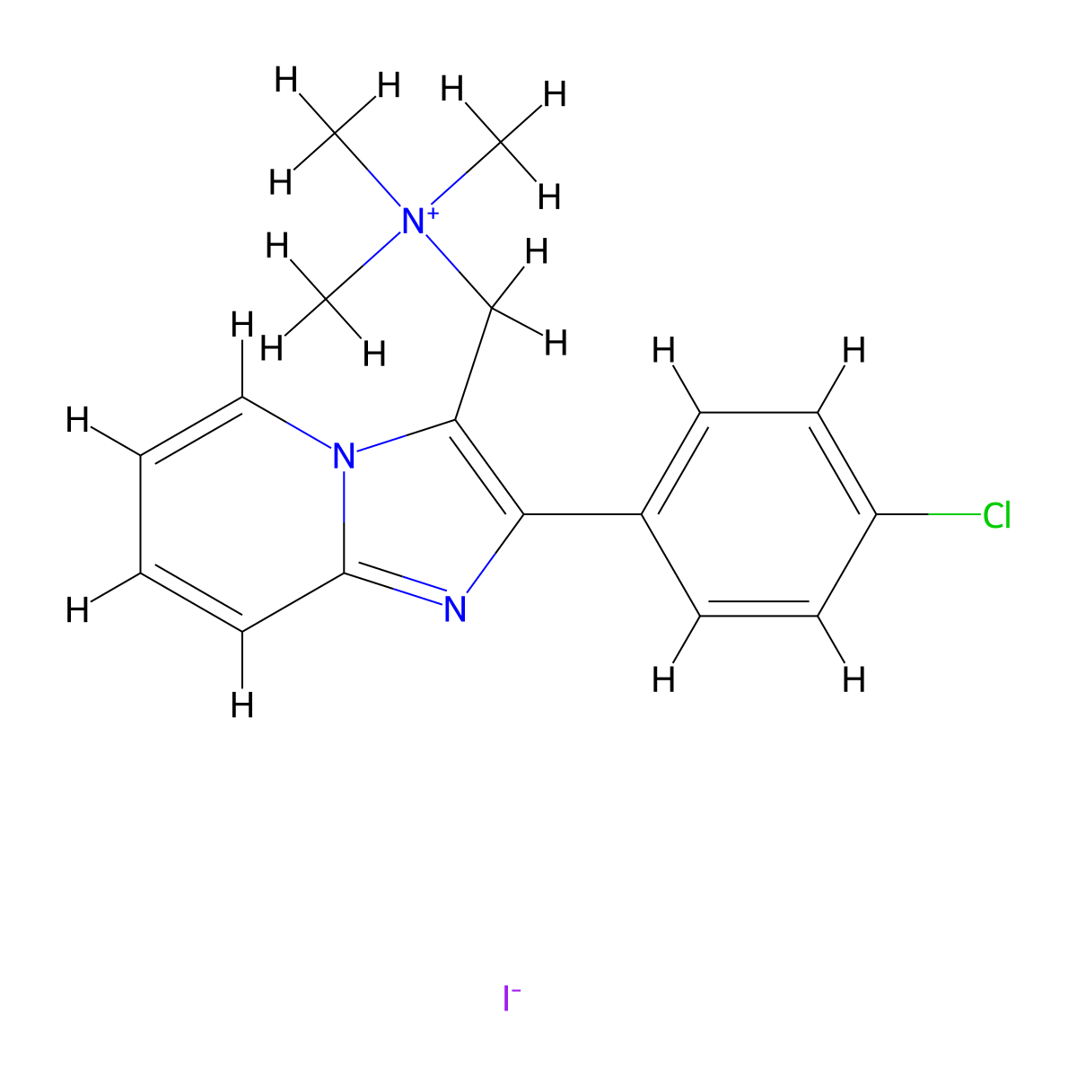 {[2-(4-Chlorophenyl)imidazo[1,2-a]pyridin-3-yl]methyl}trimethylazanium iodide molecular structure, CAS 6188-42-7