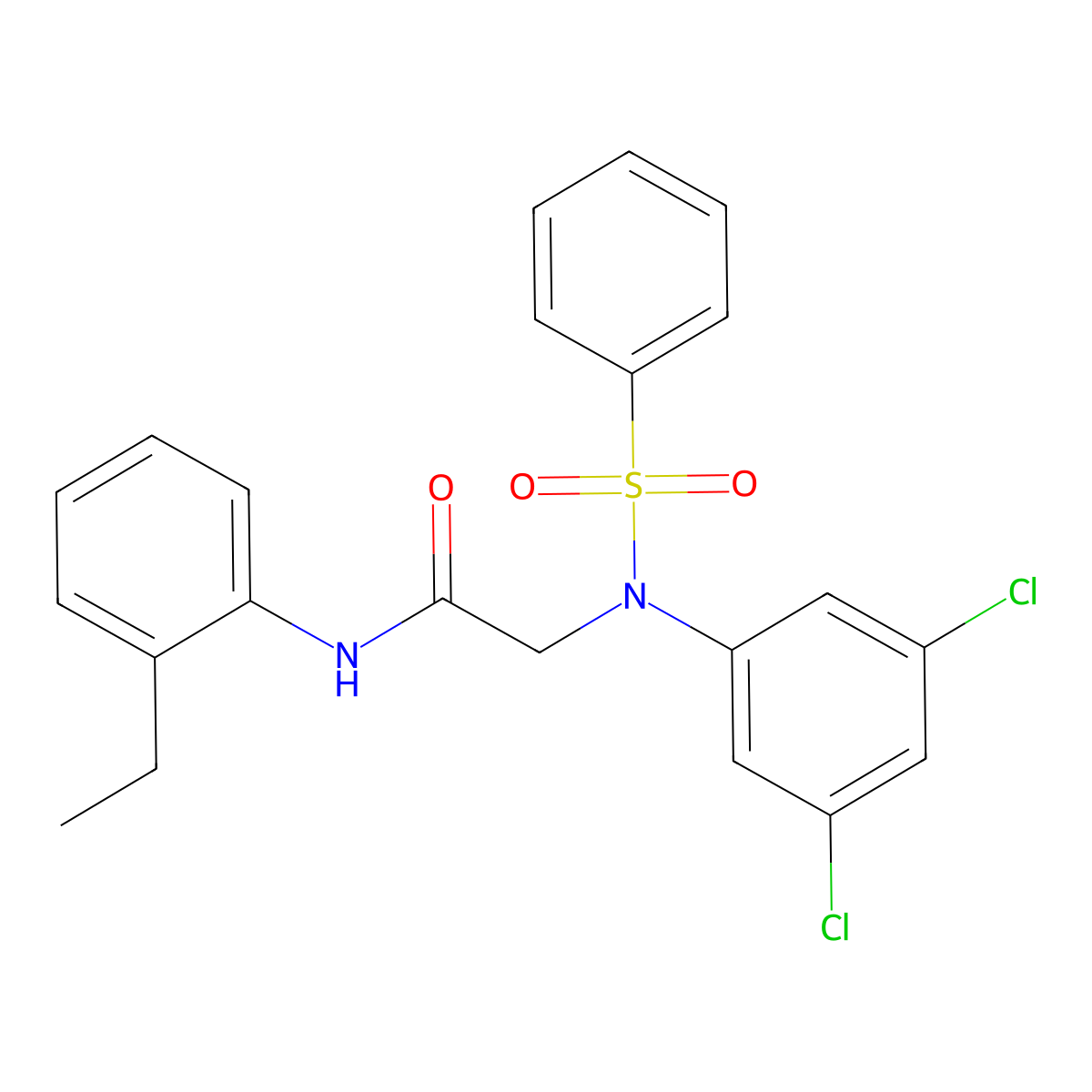 2-[N-(benzenesulfonyl)-3,5-dichloroanilino]-N-(2-ethylphenyl)acetamide molecular structure, CAS 6188-57-4