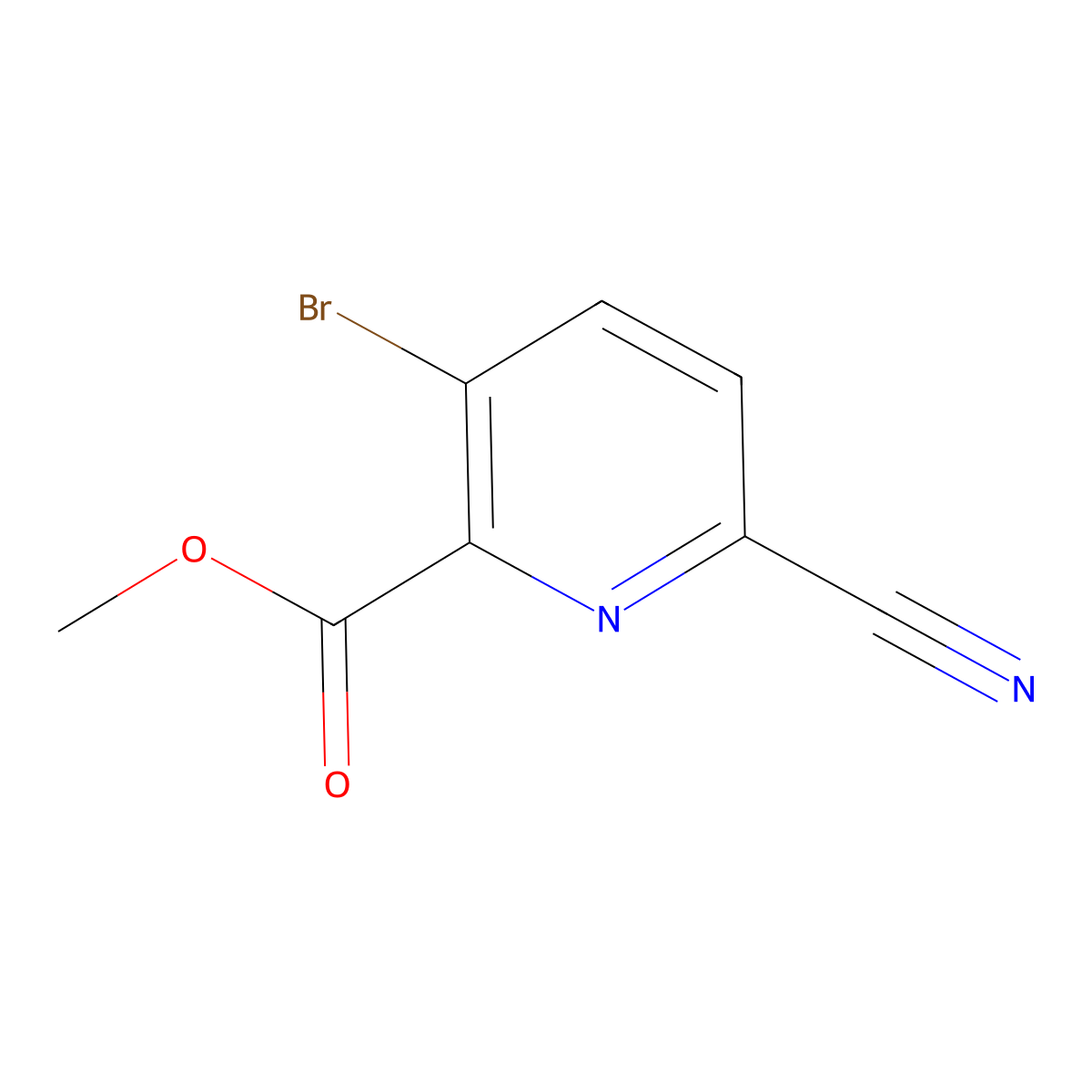 Methyl 3-bromo-6-cyanopyridine-2-carboxylate molecular structure, CAS 61880-93-1
