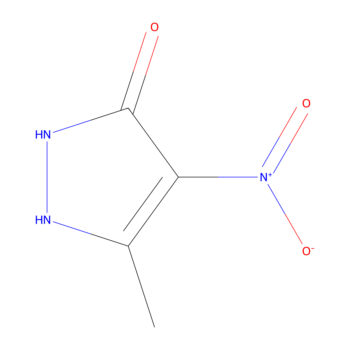5-methyl-4-nitro-2,3-dihydro-1H-pyrazol-3-one molecular structure, CAS 61885-21-0