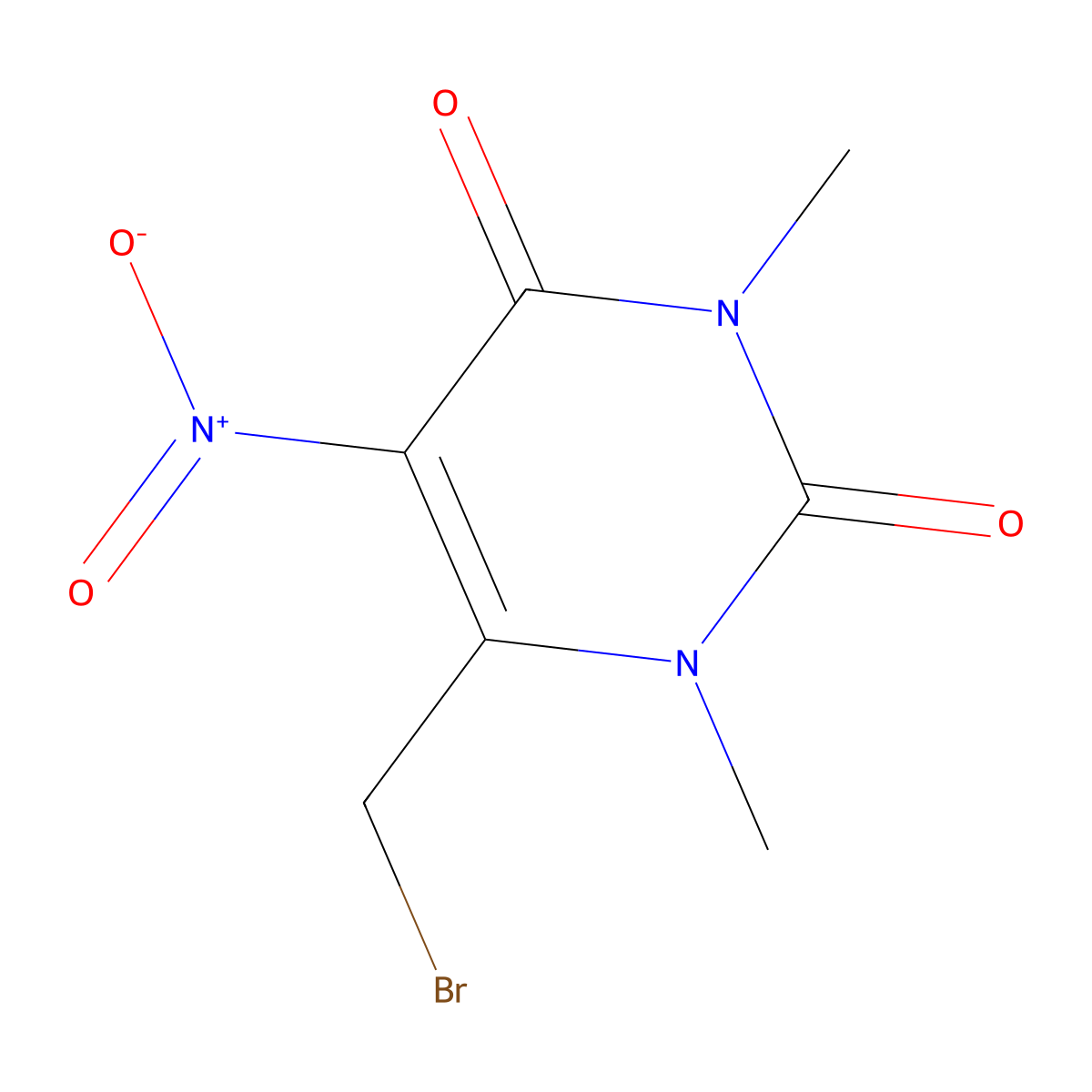 6-(Bromomethyl)-1,3-dimethyl-5-nitropyrimidine-2,4(1H,3H)-dione molecular structure, CAS 61885-26-5