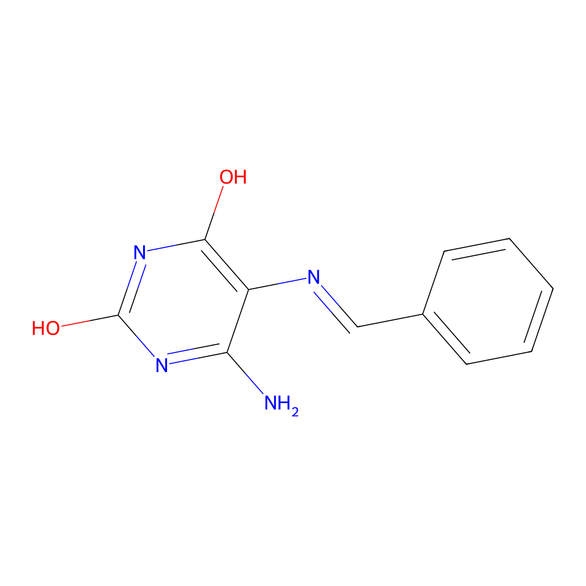 6-Amino-5-(benzylideneamino)pyrimidine-2,4-diol molecular structure, CAS 61885-37-8