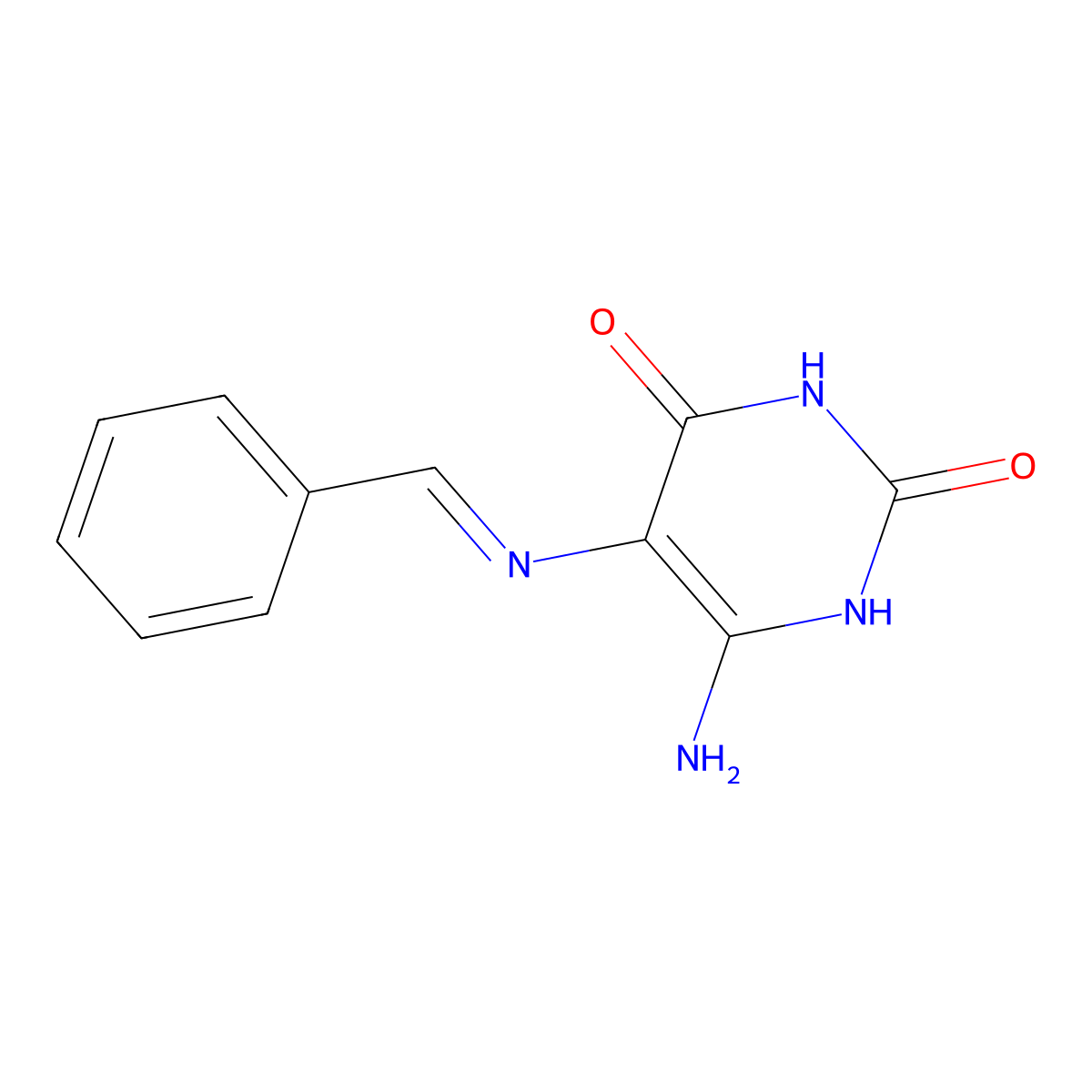 6-Amino-5-(benzylideneamino)pyrimidine-2,4-diol molecular structure, CAS 61885-37-8