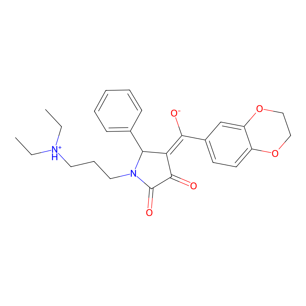 1-[3-(diethylamino)propyl]-4-(2,3-dihydro-1,4-benzodioxine-6-carbonyl)-3-hydroxy-5-phenyl-2,5-dihydro-1H-pyrrol-2-one molecular structure, CAS 618856-54-5