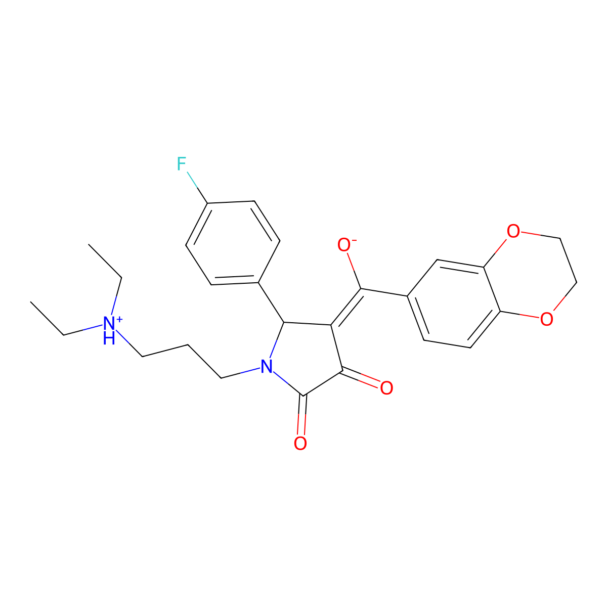 1-[3-(diethylamino)propyl]-4-(2,3-dihydro-1,4-benzodioxine-6-carbonyl)-5-(4-fluorophenyl)-3-hydroxy-2,5-dihydro-1H-pyrrol-2-one molecular structure, CAS 618856-56-7