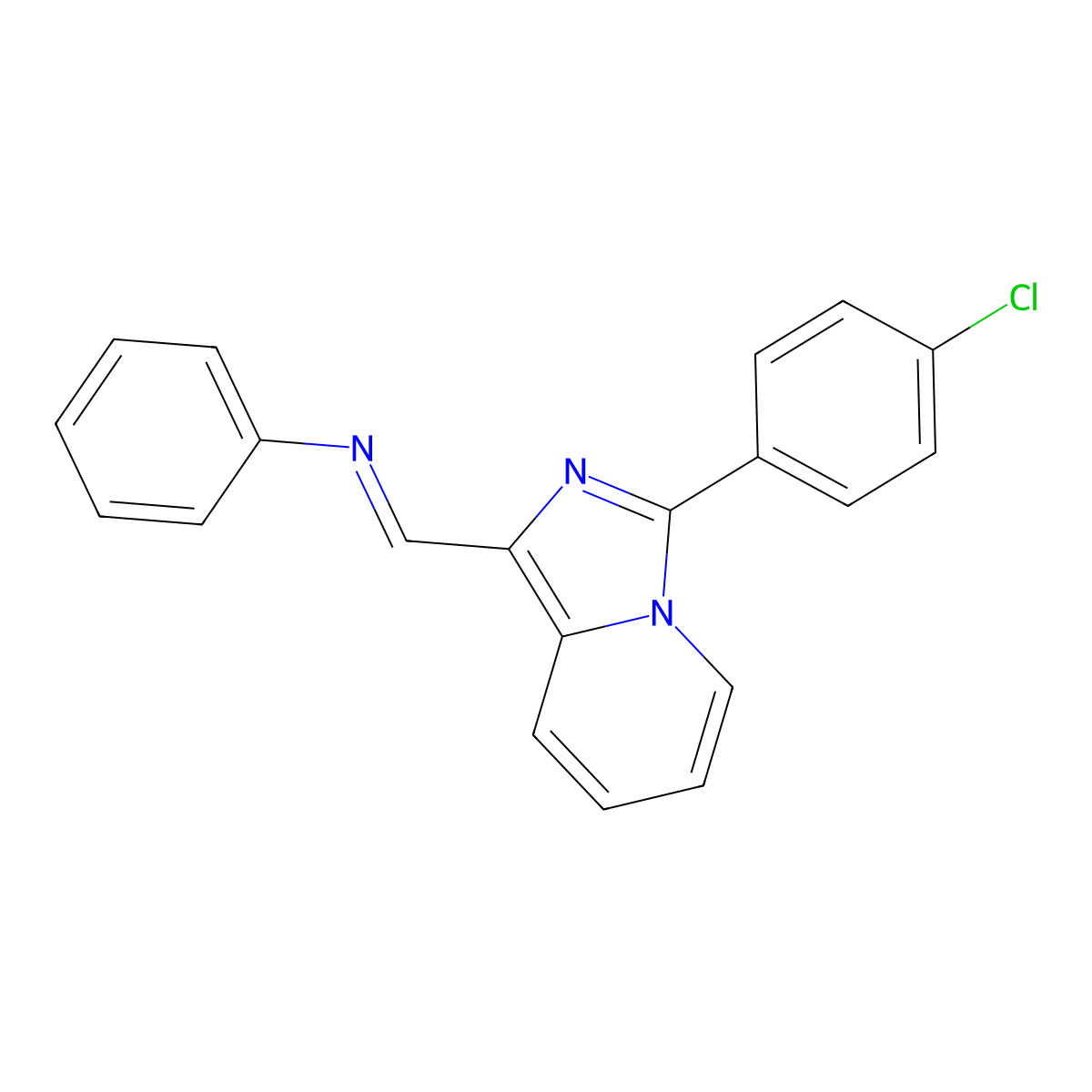 (E)-N-((3-(4-chlorophenyl)imidazo[1,5-a]pyridin-1-yl)methylene)aniline molecular structure, CAS 618859-60-2