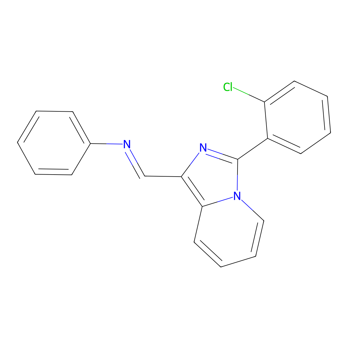 (E)-N-((3-(2-chlorophenyl)imidazo[1,5-a]pyridin-1-yl)methylene)aniline molecular structure, CAS 618859-61-3