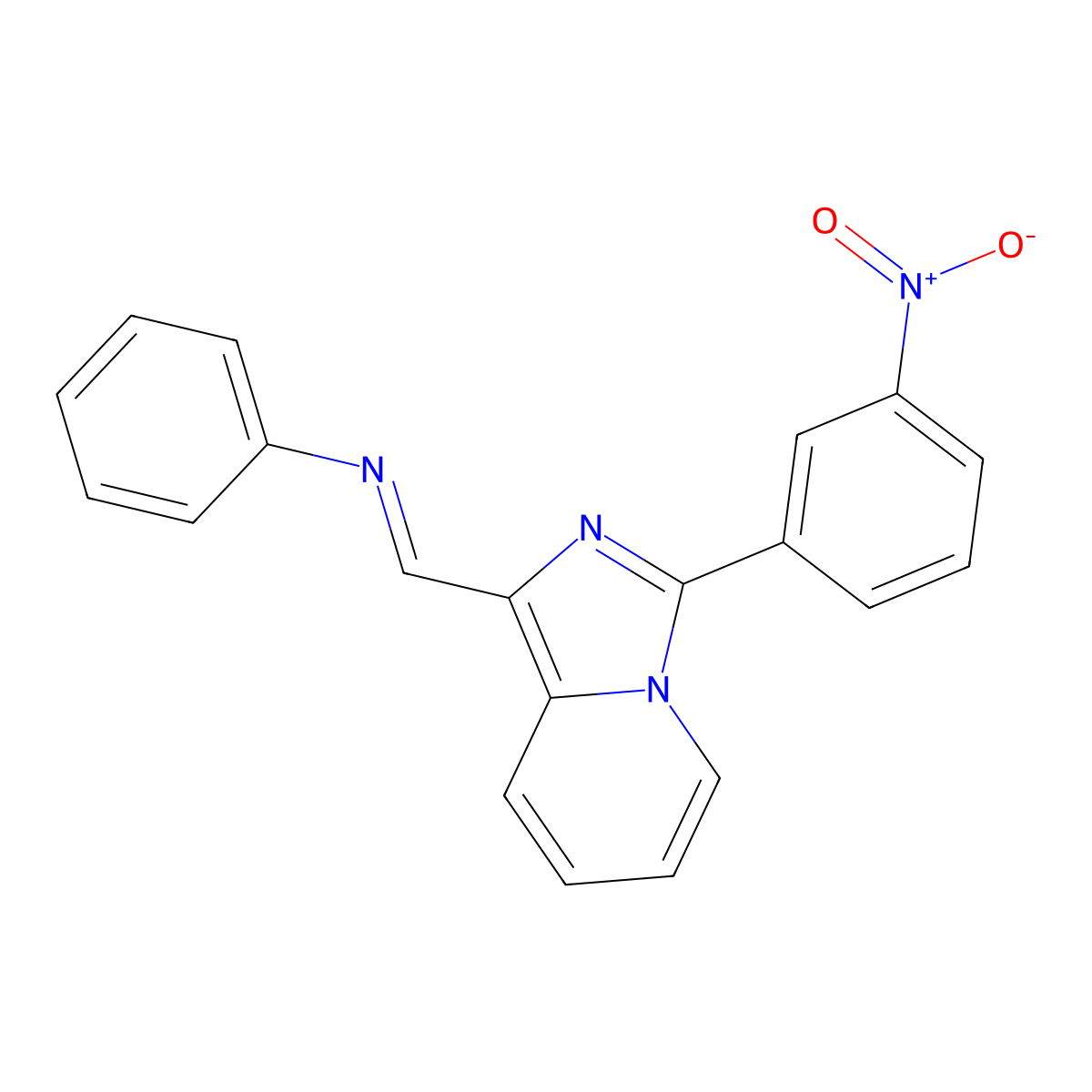 1-[3-(3-nitrophenyl)imidazo[1,5-a]pyridin-1-yl]-N-phenylmethanimine molecular structure, CAS 618859-67-9