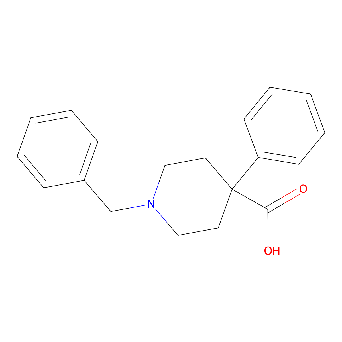 4-Phenyl-1-(phenylmethyl)-4-piperidinecarboxylic acid molecular structure, CAS 61886-17-7