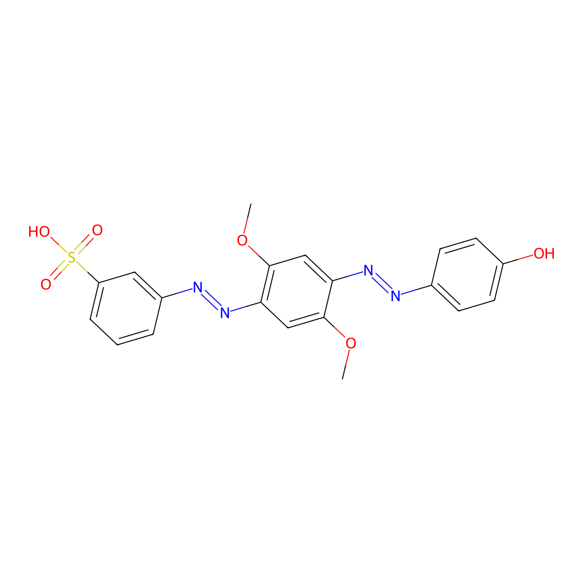 3-((4-((4-Hydroxyphenyl)azo)-2,5-dimethoxyphenyl)azo)benzenesulphonic acid molecular structure, CAS 61886-19-9