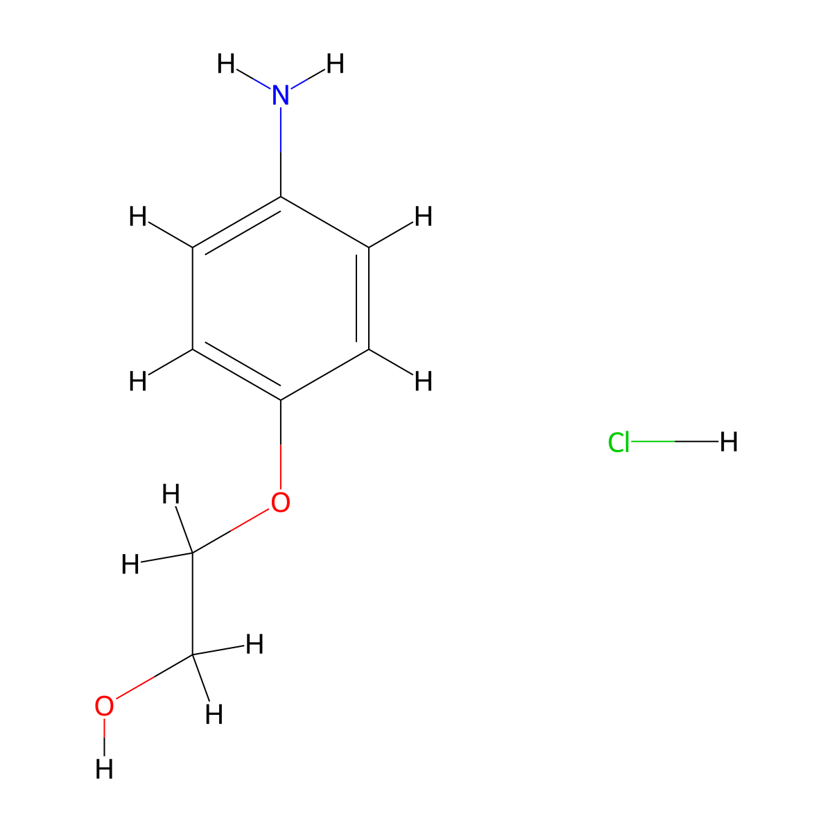 Ethanol, 2-(4-aminophenoxy)-, hydrochloride (1:1) molecular structure, CAS 61886-41-7