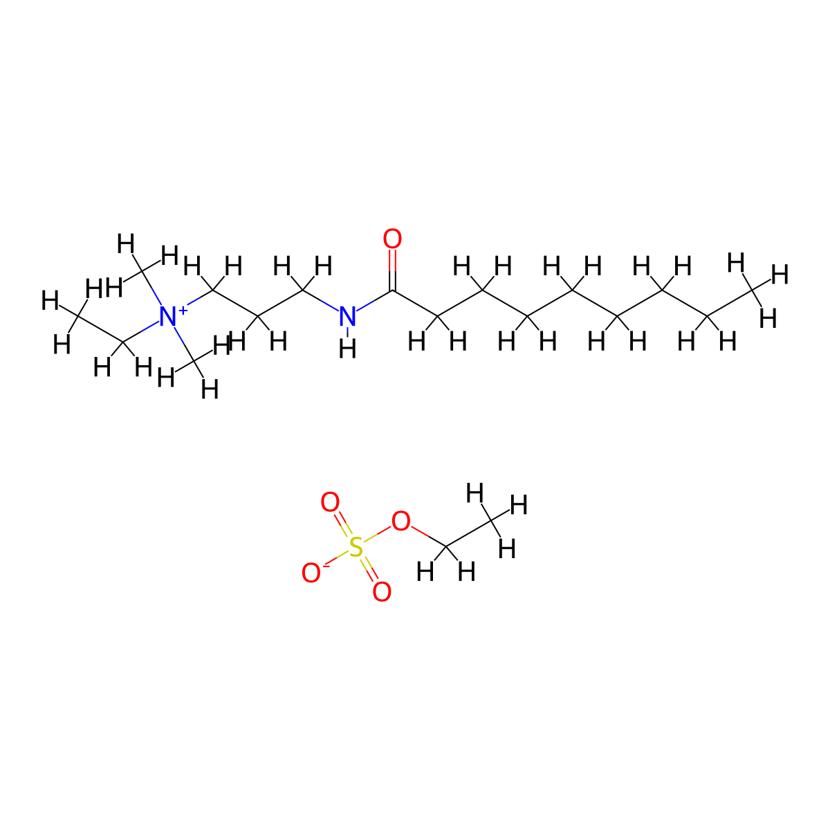 1-Propanaminium, N-ethyl-N,N-dimethyl-3-[(1-oxononyl)amino]-, ethyl sulfate (1:1) molecular structure, CAS 61886-48-4