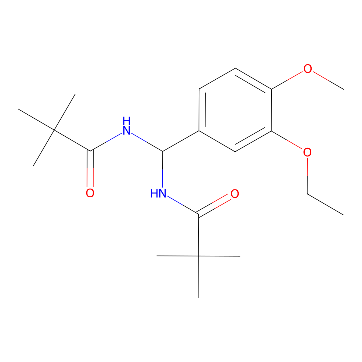 N-[(2,2-dimethylpropanoylamino)-(3-ethoxy-4-methoxyphenyl)methyl]-2,2-dimethylpropanamide molecular structure, CAS 618860-97-2